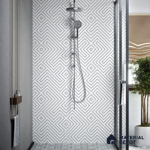 Moroccan Wall & Floor Tile TL 00240 A White 1 ft x 1 ft Matte Finish Ceramic Tile - 9 mm | Suitable For Kitchen, Bathroom, Dining Area | Please Expect a Slight Variation of Pattern