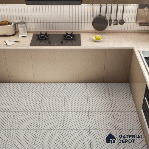 Moroccan Wall & Floor Tile TL 00240 A White 1 ft x 1 ft Matte Finish Ceramic Tile - 9 mm | Suitable For Kitchen, Bathroom, Dining Area | Please Expect a Slight Variation of Pattern