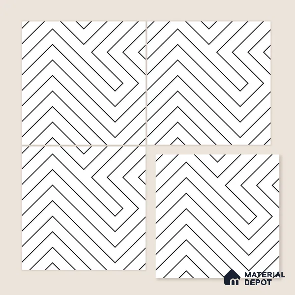 Moroccan Wall & Floor Tile TL 00240 A White 1 ft x 1 ft Matte Finish Ceramic Tile - 9 mm | Suitable For Kitchen, Bathroom, Dining Area | Please Expect a Slight Variation of Pattern