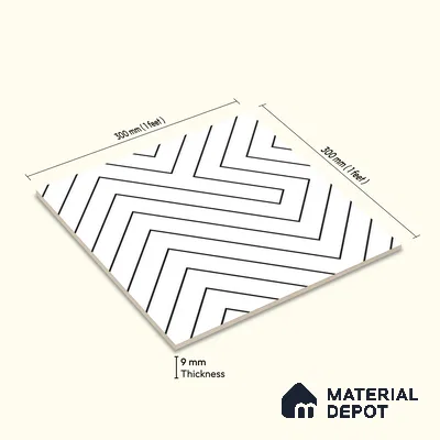 Moroccan Wall & Floor Tile TL 00240 A White 1 ft x 1 ft Matte Finish Ceramic Tile - 9 mm | Suitable For Kitchen, Bathroom, Dining Area | Please Expect a Slight Variation of Pattern