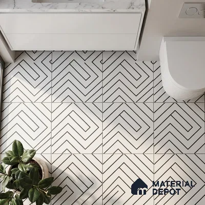 Moroccan Wall & Floor Tile TL 00240 A White 1 ft x 1 ft Matte Finish Ceramic Tile - 9 mm | Suitable For Kitchen, Bathroom, Dining Area | Please Expect a Slight Variation of Pattern