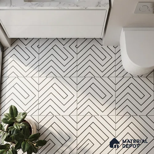 Moroccan Wall & Floor Tile TL 00240 A White 1 ft x 1 ft Matte Finish Ceramic Tile - 9 mm | Suitable For Kitchen, Bathroom, Dining Area | Please Expect a Slight Variation of Pattern
