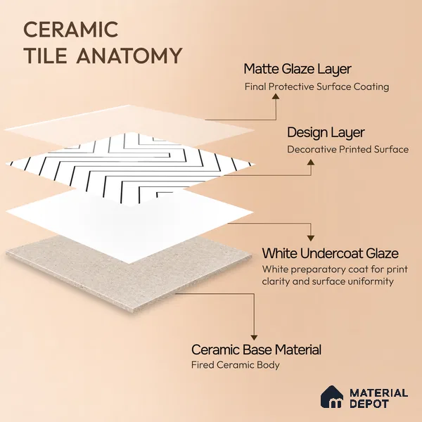 Moroccan Wall & Floor Tile TL 00240 A White 1 ft x 1 ft Matte Finish Ceramic Tile - 9 mm | Suitable For Kitchen, Bathroom, Dining Area | Please Expect a Slight Variation of Pattern