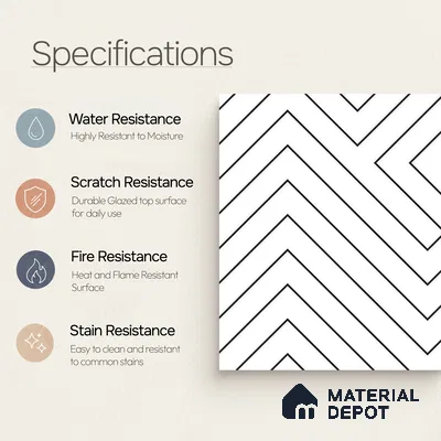Moroccan Wall & Floor Tile TL 00240 A White 1 ft x 1 ft Matte Finish Ceramic Tile - 9 mm | Suitable For Kitchen, Bathroom, Dining Area | Please Expect a Slight Variation of Pattern