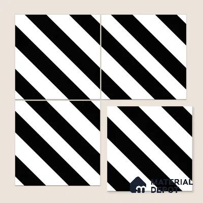Moroccan Wall & Floor Tile TL 00241 Monochrome Lines 1 ft x 1 ft Matte Finish Ceramic Tile - 9 mm | Suitable For Kitchen, Bathroom, Dining Area | Please Expect a Slight Variation of Pattern