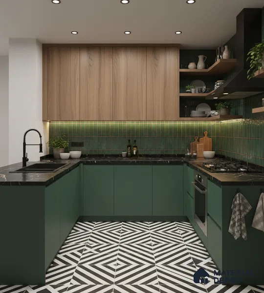 Moroccan Wall & Floor Tile TL 00244 Monochrome Thin 1 ft x 1 ft Matte Finish Ceramic Tile - 9 mm | Suitable For Kitchen, Bathroom, Dining Area | Please Expect a Slight Variation of Pattern