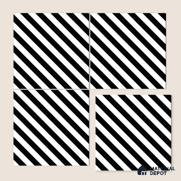 Moroccan Wall & Floor Tile TL 00244 Monochrome Thin 1 ft x 1 ft Matte Finish Ceramic Tile - 9 mm | Suitable For Kitchen, Bathroom, Dining Area | Please Expect a Slight Variation of Pattern