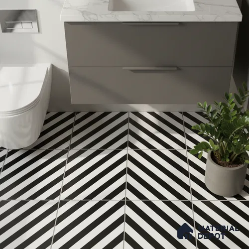 Moroccan Wall & Floor Tile TL 00244 Monochrome Thin 1 ft x 1 ft Matte Finish Ceramic Tile - 9 mm | Suitable For Kitchen, Bathroom, Dining Area | Please Expect a Slight Variation of Pattern