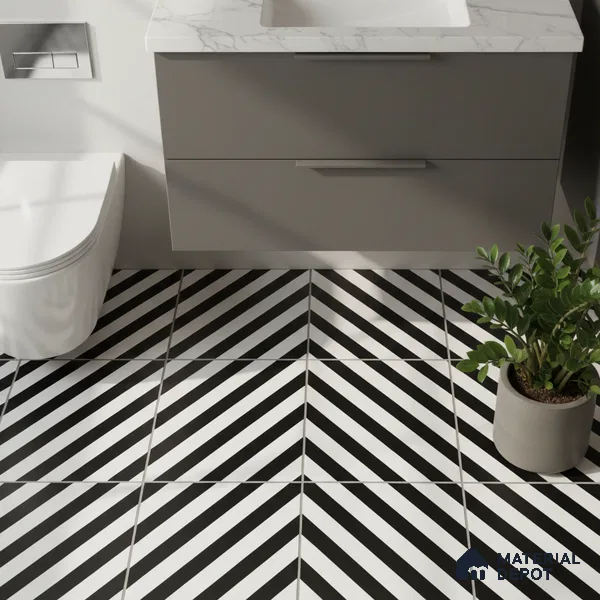 Moroccan Wall & Floor Tile TL 00244 Monochrome Thin 1 ft x 1 ft Matte Finish Ceramic Tile - 9 mm | Suitable For Kitchen, Bathroom, Dining Area | Please Expect a Slight Variation of Pattern