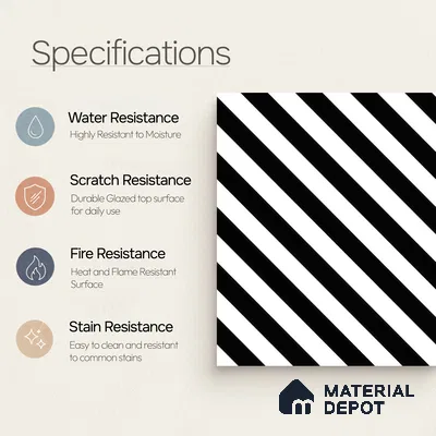 Moroccan Wall & Floor Tile TL 00244 Monochrome Thin 1 ft x 1 ft Matte Finish Ceramic Tile - 9 mm | Suitable For Kitchen, Bathroom, Dining Area | Please Expect a Slight Variation of Pattern