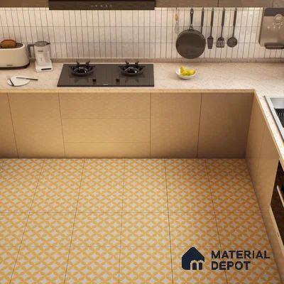 Moroccan Wall & Floor Tile TL 00245 Lemon Yellow 1 ft x 1 ft Matte Finish Ceramic Tile - 9 mm | Suitable For Kitchen, Bathroom, Dining Area | Please Expect a Slight Variation of Pattern