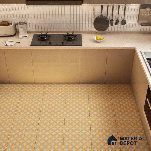 Moroccan Wall & Floor Tile TL 00245 Lemon Yellow 1 ft x 1 ft Matte Finish Ceramic Tile - 9 mm | Suitable For Kitchen, Bathroom, Dining Area | Please Expect a Slight Variation of Pattern