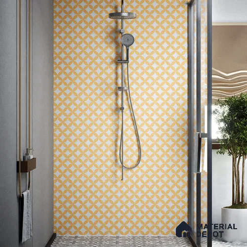 Moroccan Wall & Floor Tile TL 00245 Lemon Yellow 1 ft x 1 ft Matte Finish Ceramic Tile - 9 mm | Suitable For Kitchen, Bathroom, Dining Area | Please Expect a Slight Variation of Pattern