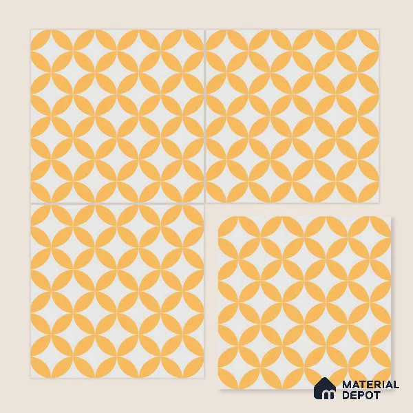 Moroccan Wall & Floor Tile TL 00245 Lemon Yellow 1 ft x 1 ft Matte Finish Ceramic Tile - 9 mm | Suitable For Kitchen, Bathroom, Dining Area | Please Expect a Slight Variation of Pattern
