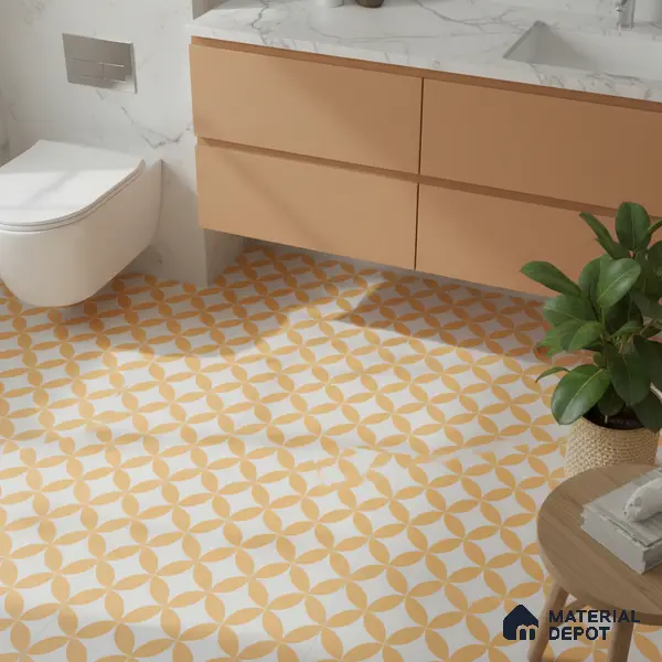 Moroccan Wall & Floor Tile TL 00245 Lemon Yellow 1 ft x 1 ft Matte Finish Ceramic Tile - 9 mm | Suitable For Kitchen, Bathroom, Dining Area | Please Expect a Slight Variation of Pattern