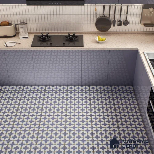 Moroccan Wall & Floor Tile TL 00247 Blue 1 ft x 1 ft Matte Finish Ceramic Tile - 9 mm | Suitable For Kitchen, Bathroom, Dining Area | Please Expect a Slight Variation of Pattern