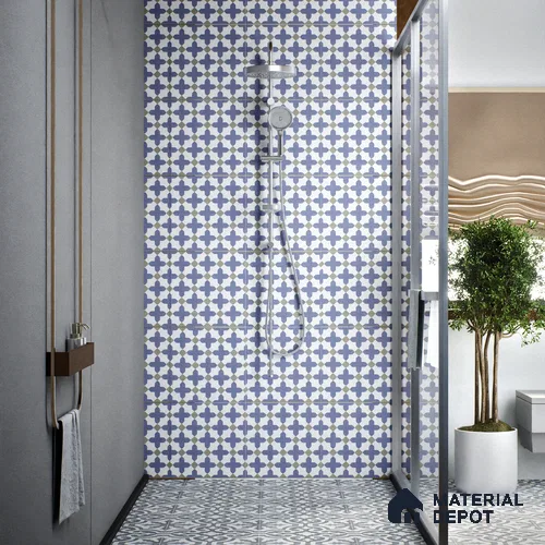 Moroccan Wall & Floor Tile TL 00247 Blue 1 ft x 1 ft Matte Finish Ceramic Tile - 9 mm | Suitable For Kitchen, Bathroom, Dining Area | Please Expect a Slight Variation of Pattern