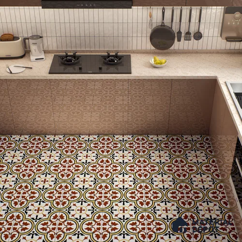 Moroccan Wall & Floor Tile TL 00249 Yellow & Brown 1 ft x 1 ft Matte Finish Ceramic Tile - 9 mm | Suitable For Kitchen, Bathroom, Dining Area | Please Expect a Slight Variation of Pattern