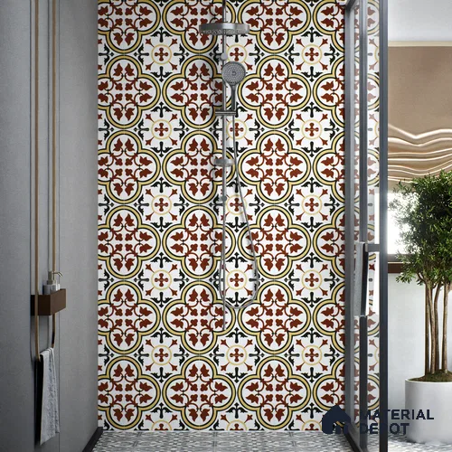 Moroccan Wall & Floor Tile TL 00249 Yellow & Brown 1 ft x 1 ft Matte Finish Ceramic Tile - 9 mm | Suitable For Kitchen, Bathroom, Dining Area | Please Expect a Slight Variation of Pattern