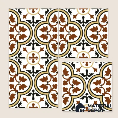 Moroccan Wall & Floor Tile TL 00249 Yellow & Brown 1 ft x 1 ft Matte Finish Ceramic Tile - 9 mm | Suitable For Kitchen, Bathroom, Dining Area | Please Expect a Slight Variation of Pattern