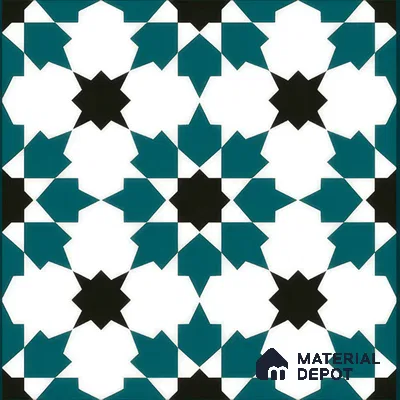 Moroccan Wall & Floor Tile TL 00250 Green 1 ft x 1 ft Matte Finish Ceramic Tile - 9 mm | Suitable For Kitchen, Bathroom, Dining Area | Please Expect a Slight Variation of Pattern