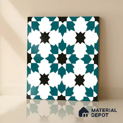 Moroccan Wall & Floor Tile TL 00250 Green 1 ft x 1 ft Matte Finish Ceramic Tile - 9 mm | Suitable For Kitchen, Bathroom, Dining Area | Please Expect a Slight Variation of Pattern