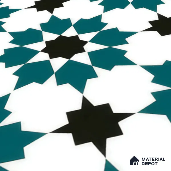 Moroccan Wall & Floor Tile TL 00250 Green 1 ft x 1 ft Matte Finish Ceramic Tile - 9 mm | Suitable For Kitchen, Bathroom, Dining Area | Please Expect a Slight Variation of Pattern
