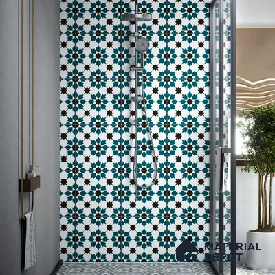Moroccan Wall & Floor Tile TL 00250 Green 1 ft x 1 ft Matte Finish Ceramic Tile - 9 mm | Suitable For Kitchen, Bathroom, Dining Area | Please Expect a Slight Variation of Pattern