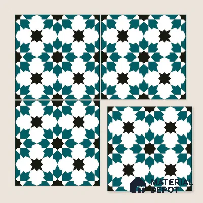 Moroccan Wall & Floor Tile TL 00250 Green 1 ft x 1 ft Matte Finish Ceramic Tile - 9 mm | Suitable For Kitchen, Bathroom, Dining Area | Please Expect a Slight Variation of Pattern