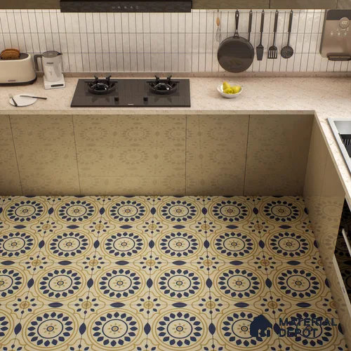 Moroccan Floor & Wall Tile TL 00251 Brown & Blue 1 ft x 1 ft Matte Finish Ceramic Tile - 9 mm | Suitable For Kitchen, Bathroom, Dining Area | Please Expect a Slight Variation of Pattern
