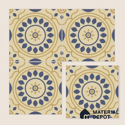 Moroccan Floor & Wall Tile TL 00251 Brown & Blue 1 ft x 1 ft Matte Finish Ceramic Tile - 9 mm | Suitable For Kitchen, Bathroom, Dining Area | Please Expect a Slight Variation of Pattern
