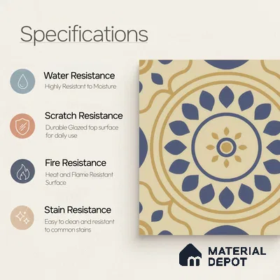 Moroccan Floor & Wall Tile TL 00251 Brown & Blue 1 ft x 1 ft Matte Finish Ceramic Tile - 9 mm | Suitable For Kitchen, Bathroom, Dining Area | Please Expect a Slight Variation of Pattern