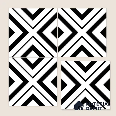 Moroccan Floor & Wall Tile TL 00252 Monochrome Cross 1 ft x 1 ft Matte Finish Ceramic Tile - 9 mm | Suitable For Kitchen, Bathroom, Dining Area | Please Expect a Slight Variation of Pattern