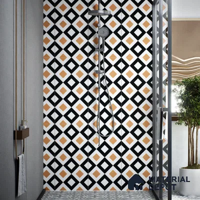 Mid-century modern wardrobe with natural cane and walnut wood finish | Material Depot