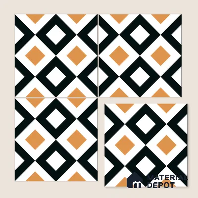 Moroccan Floor & Wall Tile TL 00253 Noir Yellow 1 ft x 1 ft Matte Finish Ceramic Tile - 9 mm | Suitable For Kitchen, Bathroom, Dining Area | Please Expect a Slight Variation of Pattern