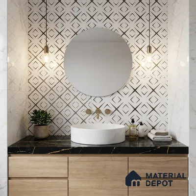 Glass Highligter Wall Tile TL 00259 A Gold Axis 2 ft x 1 ft Glossy Finish Ceramic Tile - 9 mm | Suitable For Bathroom, Kitchen Backsplashes