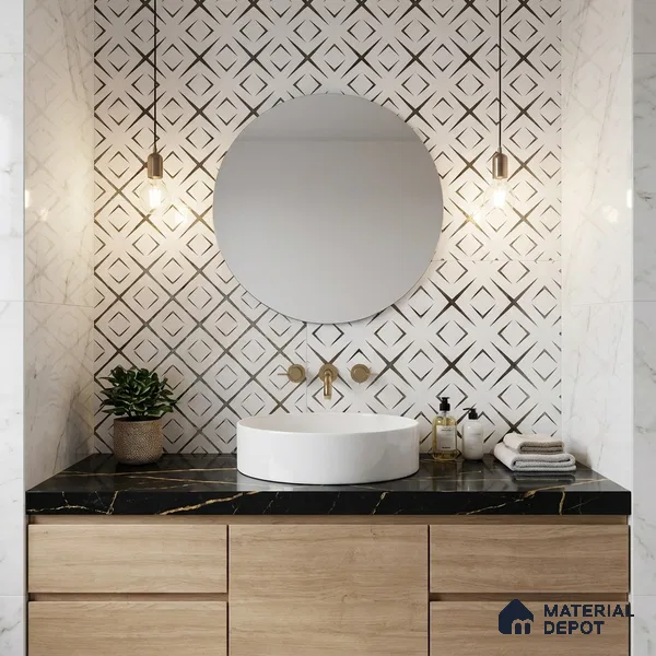 Glass Highligter Wall Tile TL 00259 A Gold Axis 2 ft x 1 ft Glossy Finish Ceramic Tile - 9 mm | Suitable For Bathroom, Kitchen Backsplashes
