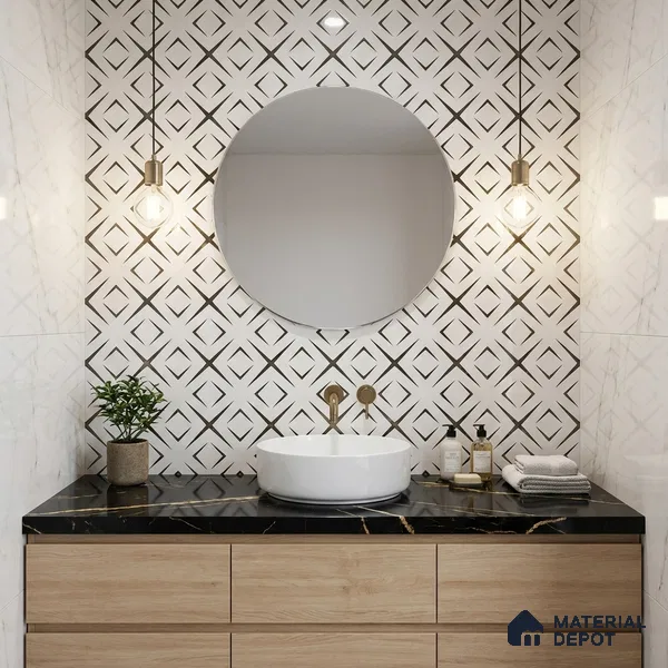 Glass Highligter Wall Tile TL 00259 A Gold Axis 2 ft x 1 ft Glossy Finish Ceramic Tile - 9 mm | Suitable For Bathroom, Kitchen Backsplashes