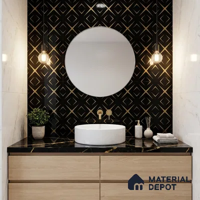 Glass Highligter Wall Tile TL 00259 B Midnight Matrix 2 ft x 1 ft Glossy Finish Ceramic Tile - 9 mm | Suitable For Bathroom, Kitchen Backsplashes