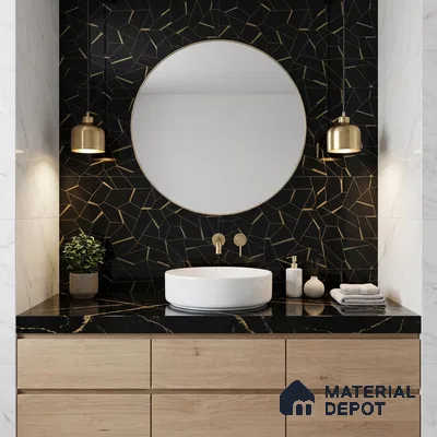 Glass Highlighter Wall Tile TL 00262 B Golden Fracture 2 ft x 1 ft Glossy Finish Ceramic Tile - 9 mm | Suitable For Kitchen, Bathroom & Accent/Feature Wall