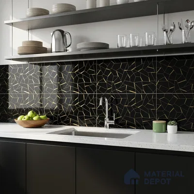Glass Highlighter Wall Tile TL 00262 B Golden Fracture 2 ft x 1 ft Glossy Finish Ceramic Tile - 9 mm | Suitable For Kitchen, Bathroom & Accent/Feature Wall