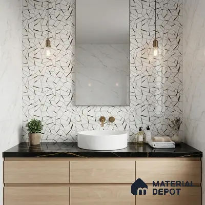 Glass Highligter Wall Tile TL 00262 A White Shatter 2 ft x 1 ft Glossy Finish Ceramic Tile - 9 mm | Suitable For Bathroom, Kitchen Backsplashes