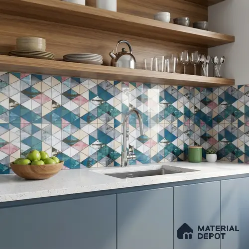 Glass Highligter Wall Tile TL 00263 Harbour Patch 2 ft x 1 ft Glossy Finish Ceramic Tile - 9 mm | Suitable For Bathroom, Kitchen Backsplashes