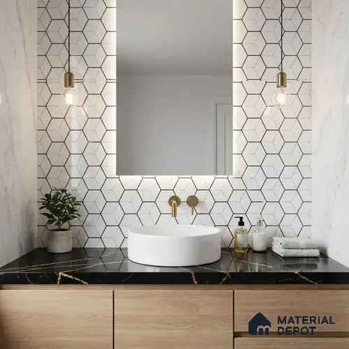 Glass Highligter Wall Tile TL 00265 Shadow Hive 2 ft x 1 ft Glossy Finish Ceramic Tile - 9 mm | Suitable For Bathroom, Kitchen Backsplashes