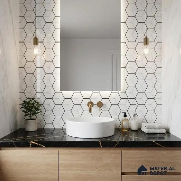 Glass Highligter Wall Tile TL 00265 Shadow Hive 2 ft x 1 ft Glossy Finish Ceramic Tile - 9 mm | Suitable For Bathroom, Kitchen Backsplashes
