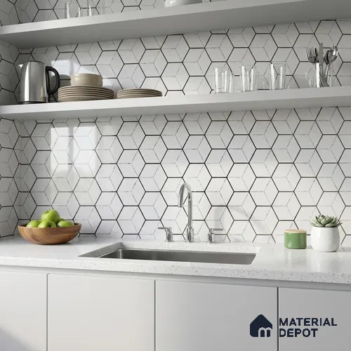 Glass Highligter Wall Tile TL 00265 Shadow Hive 2 ft x 1 ft Glossy Finish Ceramic Tile - 9 mm | Suitable For Bathroom, Kitchen Backsplashes