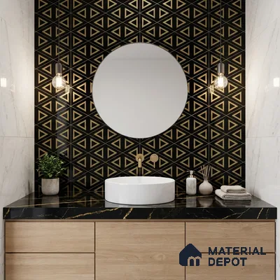 Glass Highlighter Wall Tile TL 00266 Noir Prism 2 ft x 1 ft Glossy Finish Ceramic Tile - 9 mm | Suitable For Kitchen, Bathroom & Accent/Feature Wall