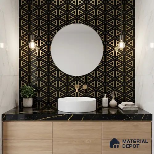 Glass Highligter Wall Tile TL 00266 Noir Prism 2 ft x 1 ft Glossy Finish Ceramic Tile - 9 mm | Suitable For Bathroom, Kitchen Backsplashes