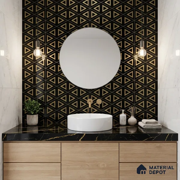 Glass Highlighter Wall Tile TL 00266 Noir Prism 2 ft x 1 ft Glossy Finish Ceramic Tile - 9 mm | Suitable For Kitchen, Bathroom & Accent/Feature Wall