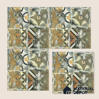 Moroccan Wall & Floor Tile TL 00298 Orange & Green Matte Finish 1 ft x 1 ft Glazed Vitrified Tile - 12 mm | Suitable for Bathroom, Kitchen, Accent/Feature Wall | Please Expect a Slight Variation of Pattern